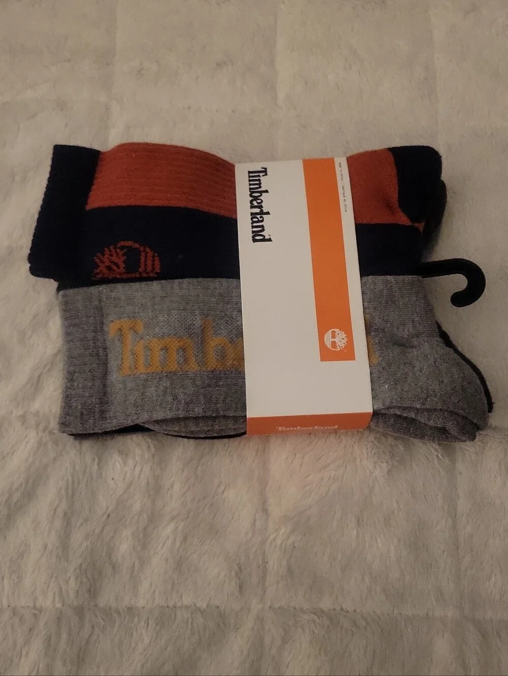 Timberland Men’s Performance 6-Pack Crew Socks — Orange, Navy & Gray Large 9-12